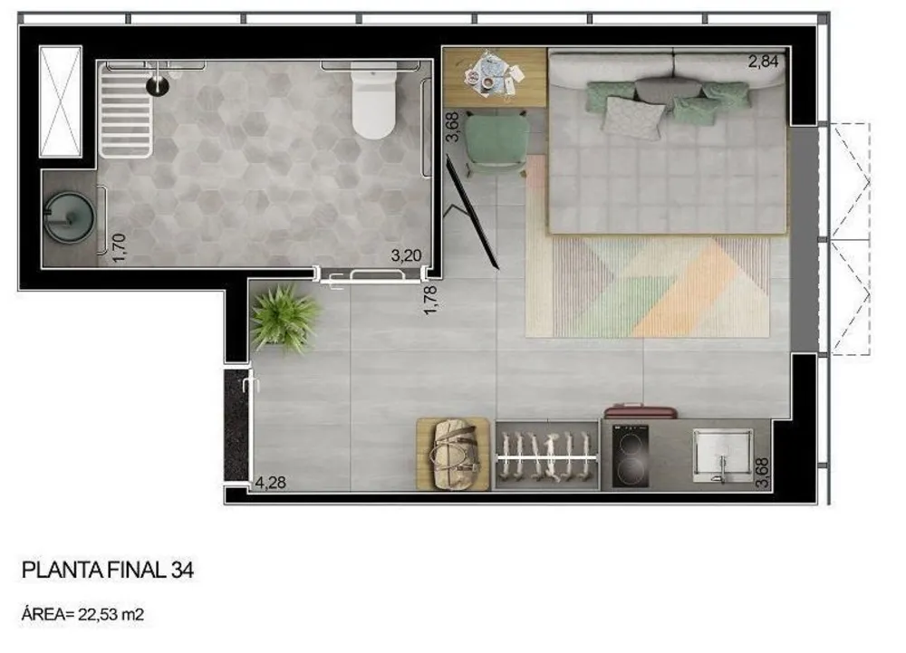Kitnet-Studio, 23 m² - Foto 8