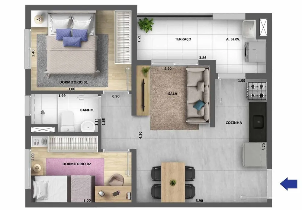 Apartamento, 2 quartos, 34 m² - Foto 3