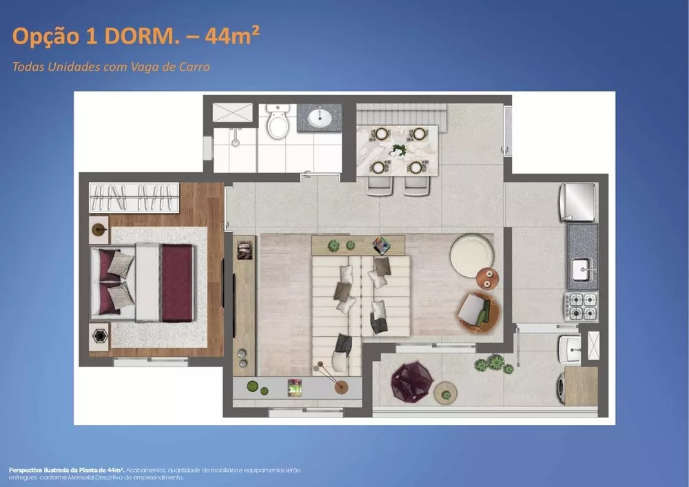 Apartamento à venda com 2 quartos, 44m² - Foto 3