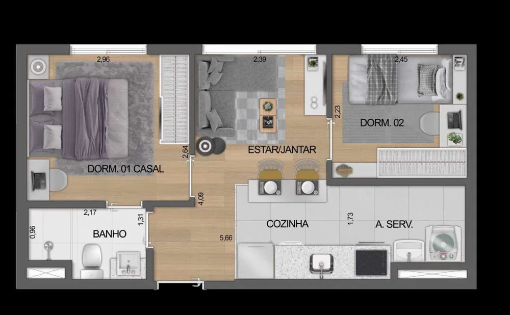 Apartamento, 2 quartos, 38 m² - Foto 8