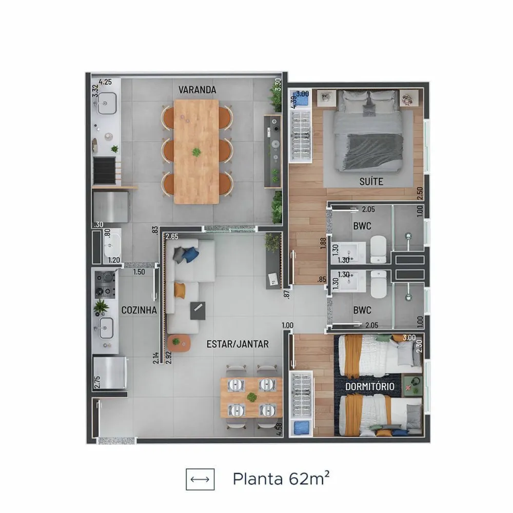 Apartamento, 2 quartos, 64 m² - Foto 1