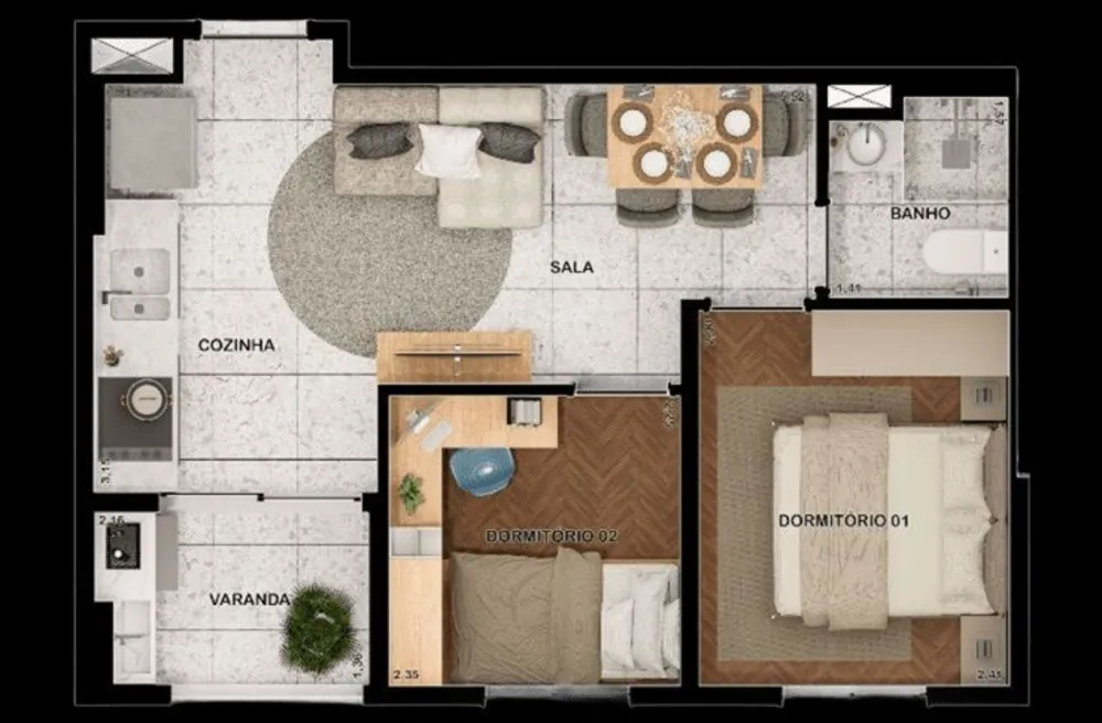 Apartamento, 2 quartos, 35 m² - Foto 2