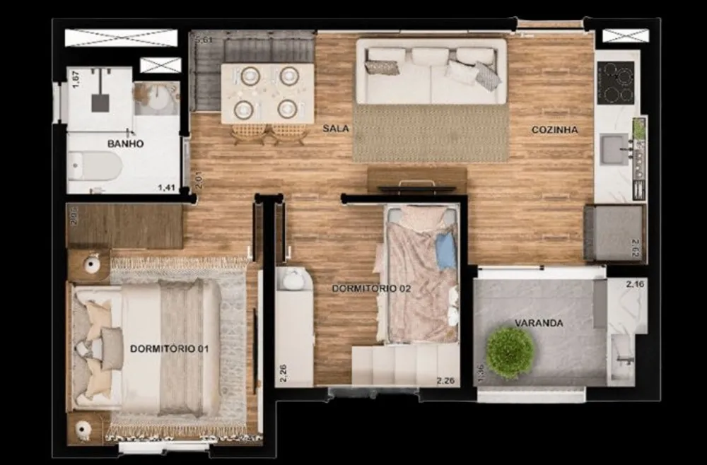 Apartamento, 2 quartos, 35 m² - Foto 1