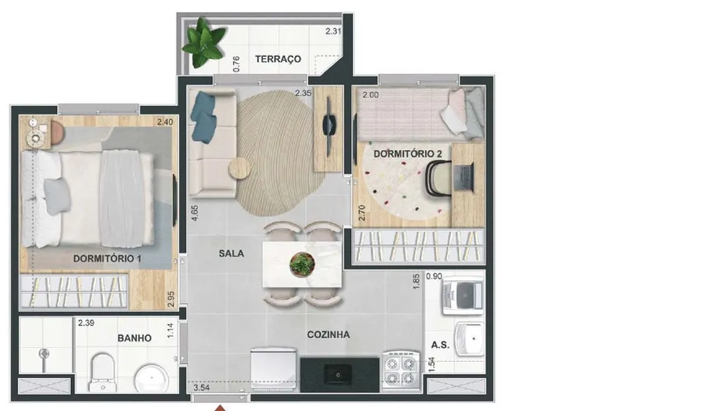 Apartamento, 2 quartos, 34 m² - Foto 4