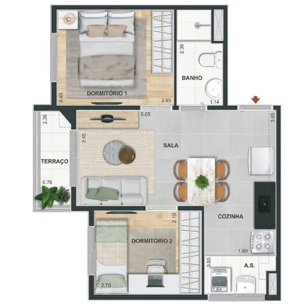 Apartamento, 2 quartos, 34 m² - Foto 1
