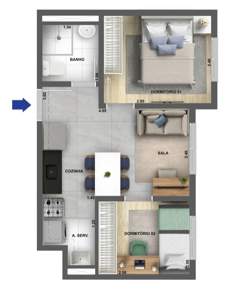 Apartamento, 2 quartos, 37 m² - Foto 4