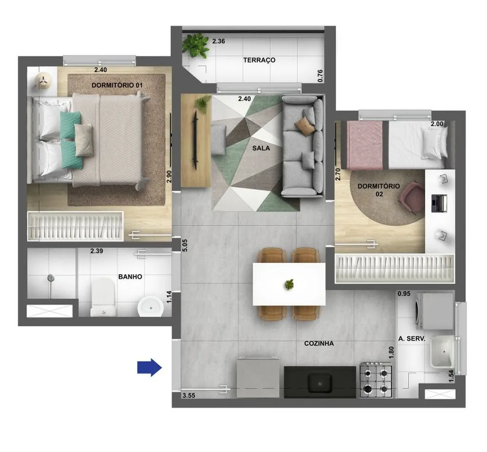 Apartamento, 2 quartos, 37 m² - Foto 6