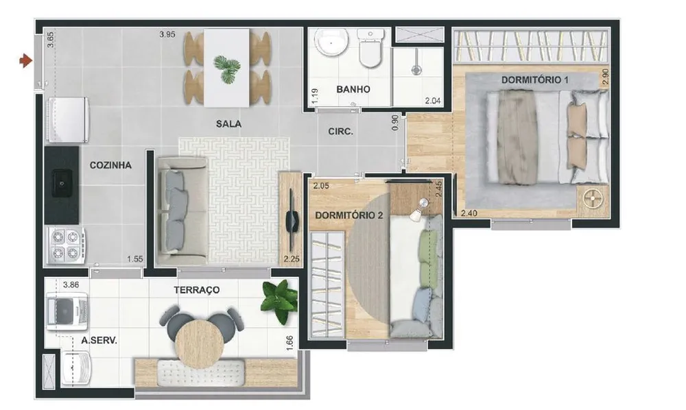 Apartamento, 2 quartos, 41 m² - Foto 4