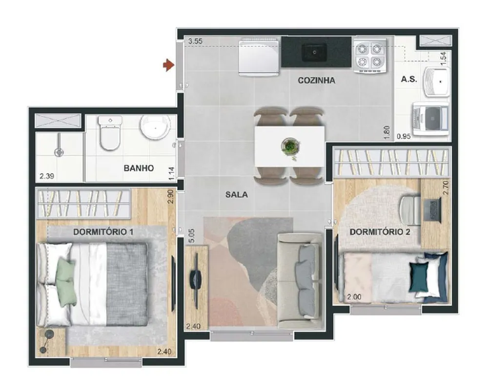 Apartamento, 2 quartos, 41 m² - Foto 6