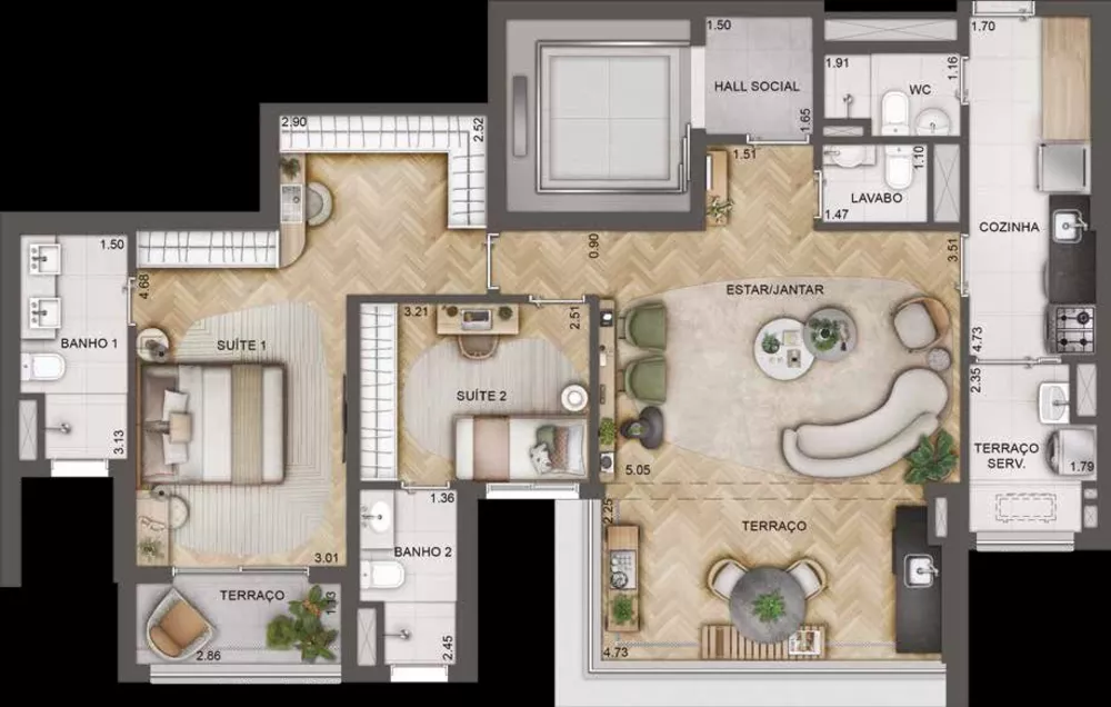 Apartamento, 2 quartos, 108 m² - Foto 2