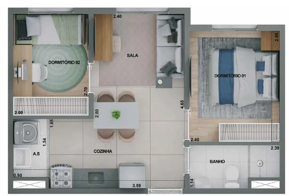 Apartamento, 2 quartos, 34 m² - Foto 7