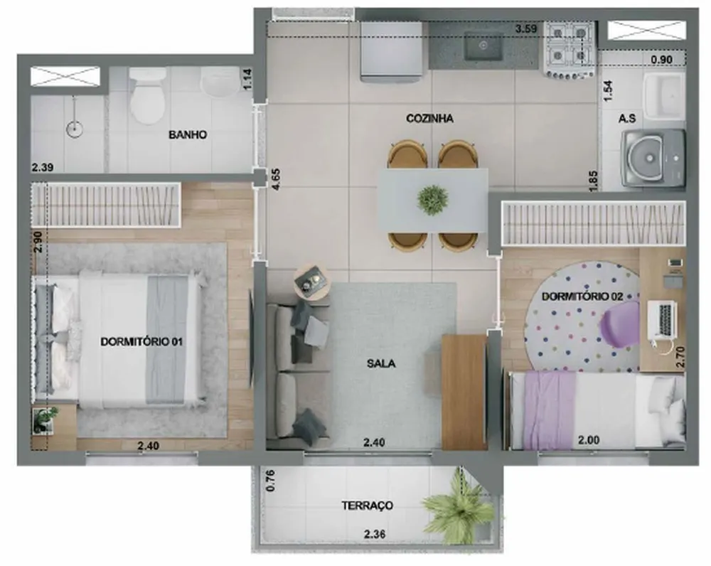 Apartamento, 2 quartos, 34 m² - Foto 5