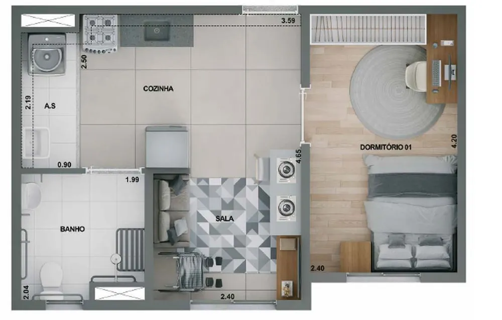 Apartamento, 2 quartos, 44 m² - Foto 7