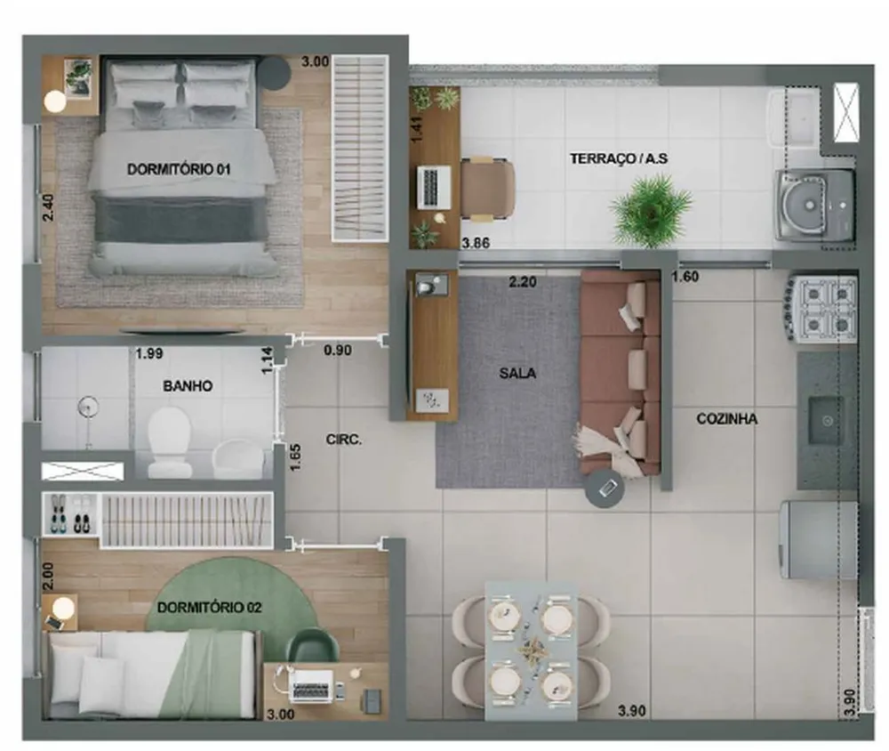 Apartamento, 2 quartos, 34 m² - Foto 3