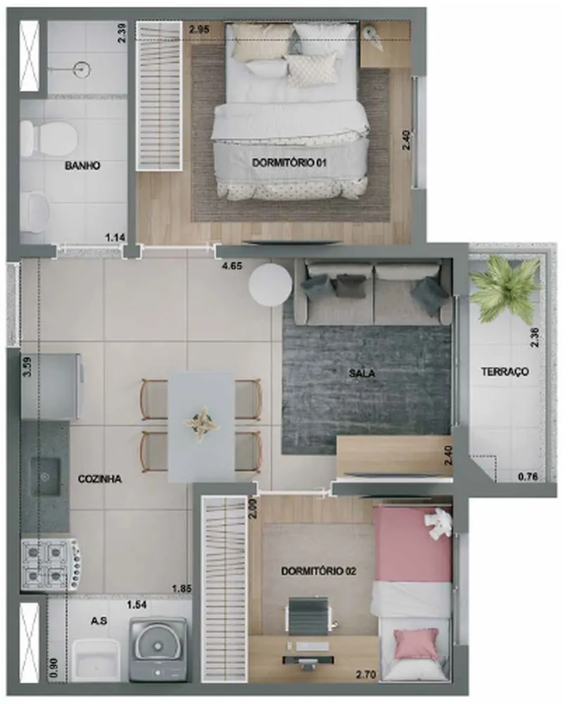 Apartamento, 2 quartos, 34 m² - Foto 8