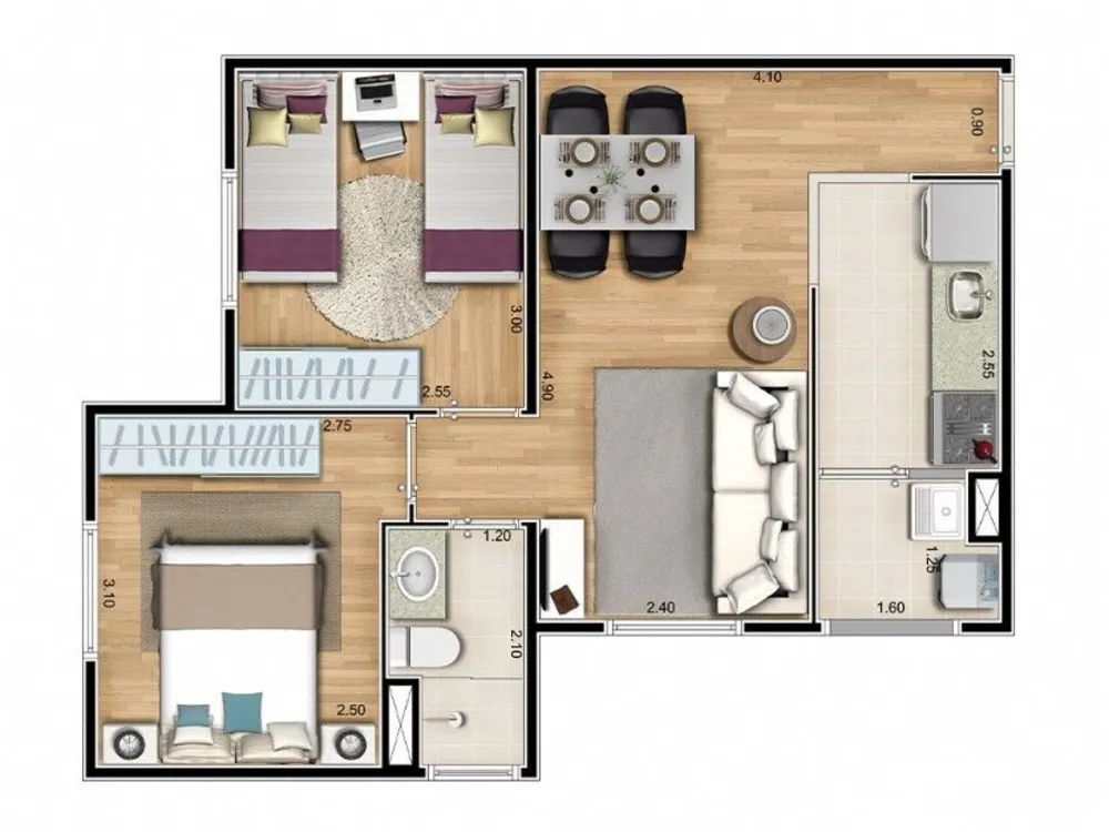 Apartamento, 3 quartos, 53 m² - Foto 2