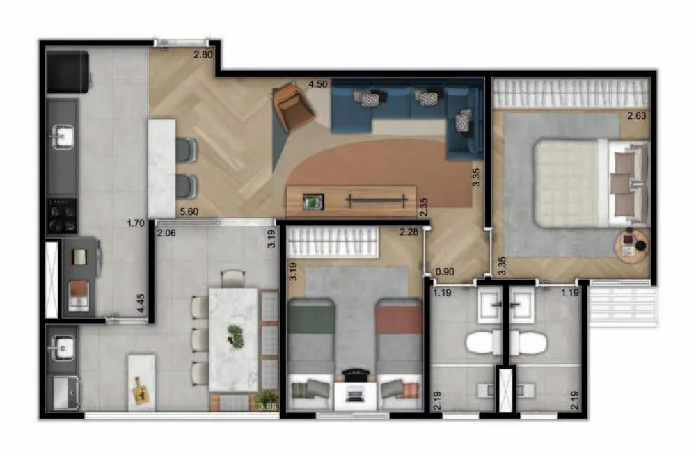 Apartamento, 2 quartos, 75 m² - Foto 2