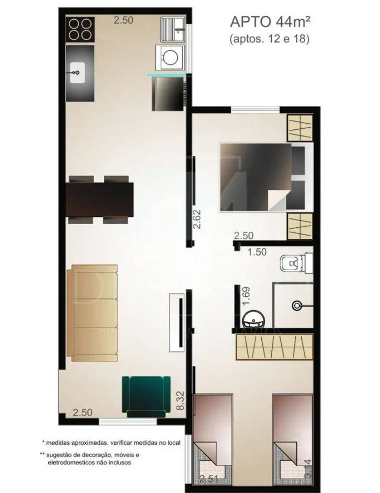 Apartamento, 2 quartos, 44 m² - Foto 16