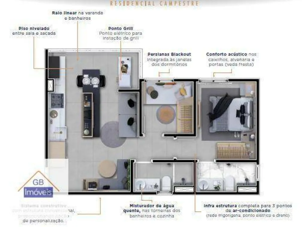 Apartamento, 2 quartos, 45 m² - Foto 2