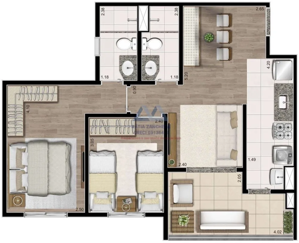 Apartamento, 3 quartos, 66 m² - Foto 4
