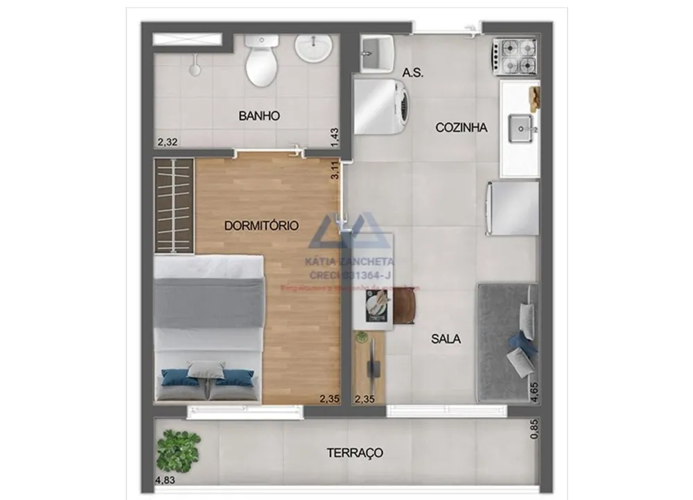Apartamento, 1 quarto, 27 m² - Foto 2
