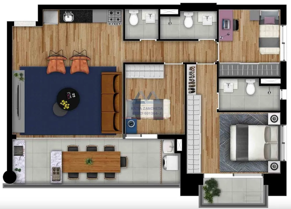 Apartamento, 2 quartos, 69 m² - Foto 3