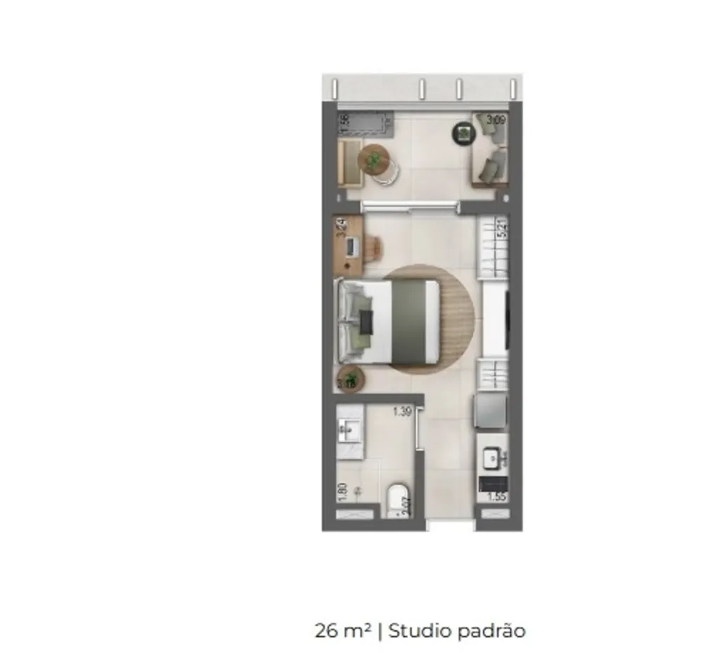 Apartamento, 1 quarto, 29 m² - Foto 3