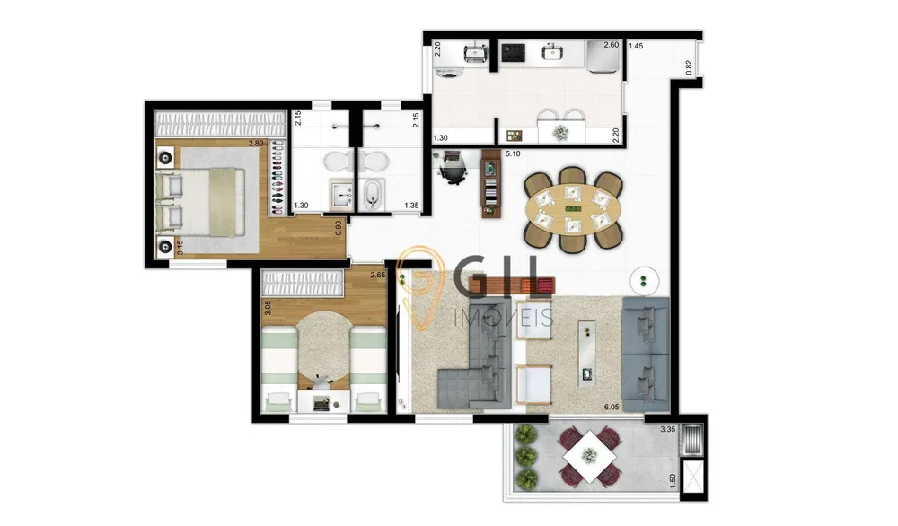 Apartamento, 2 quartos, 52 m² - Foto 3