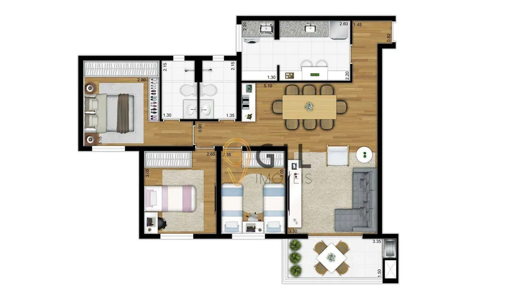Apartamento, 2 quartos, 52 m² - Foto 2