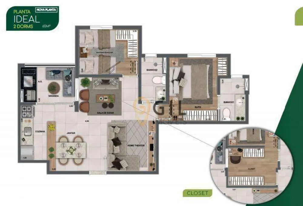 Apartamento, 2 quartos, 65 m² - Foto 3