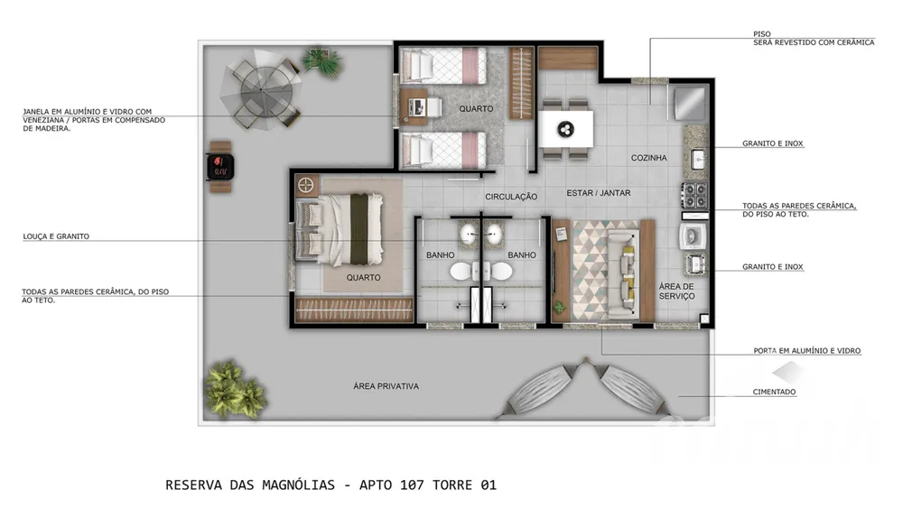 Apartamento, 2 quartos, 50 m² - Foto 2