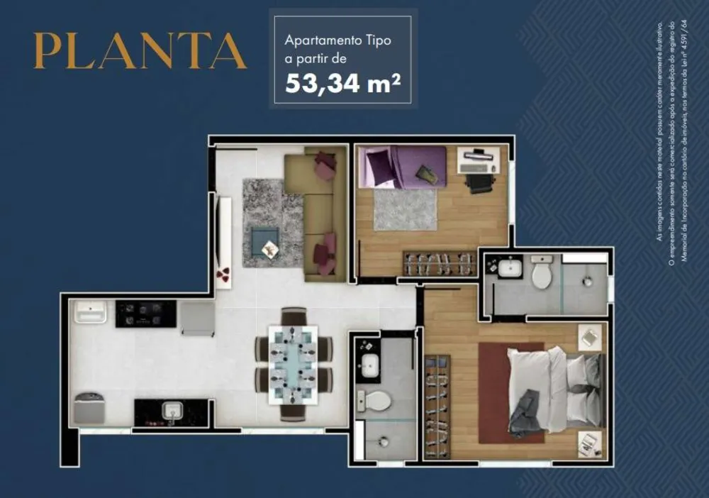 Apartamento, 2 quartos, 53 m² - Foto 3