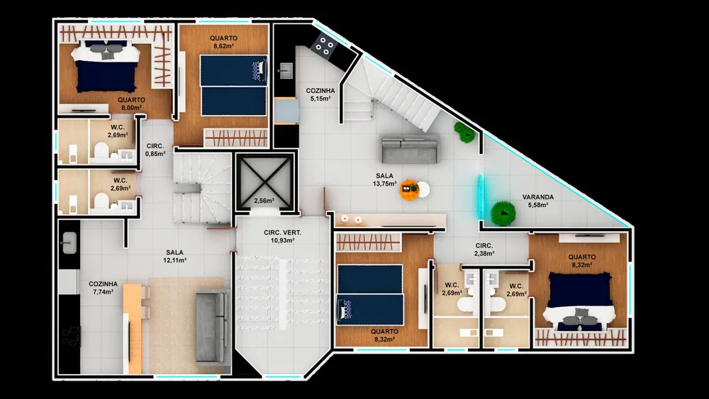 Apartamento, 2 quartos, 54 m² - Foto 2