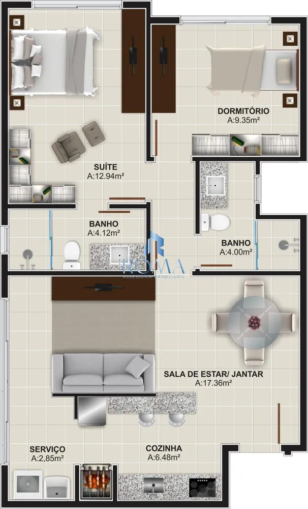 Apartamento, 2 quartos, 74 m² - Foto 2