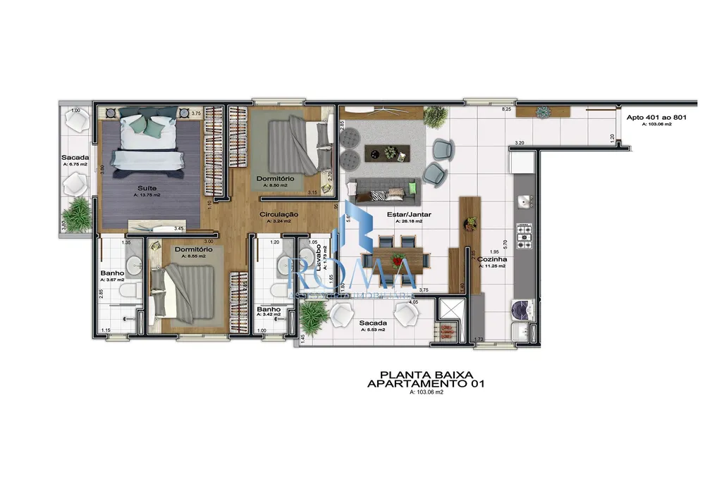Apartamento, 3 quartos, 103 m² - Foto 8
