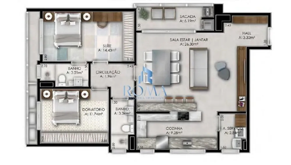 Apartamento, 2 quartos, 102 m² - Foto 3