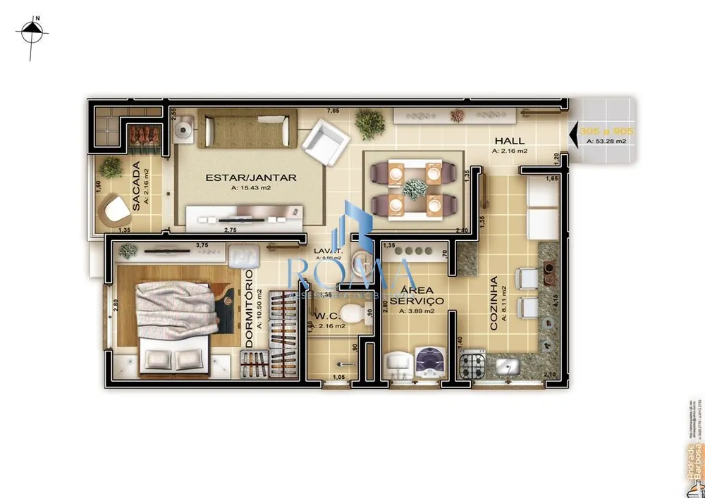 Apartamento, 1 quarto, 53 m² - Foto 1