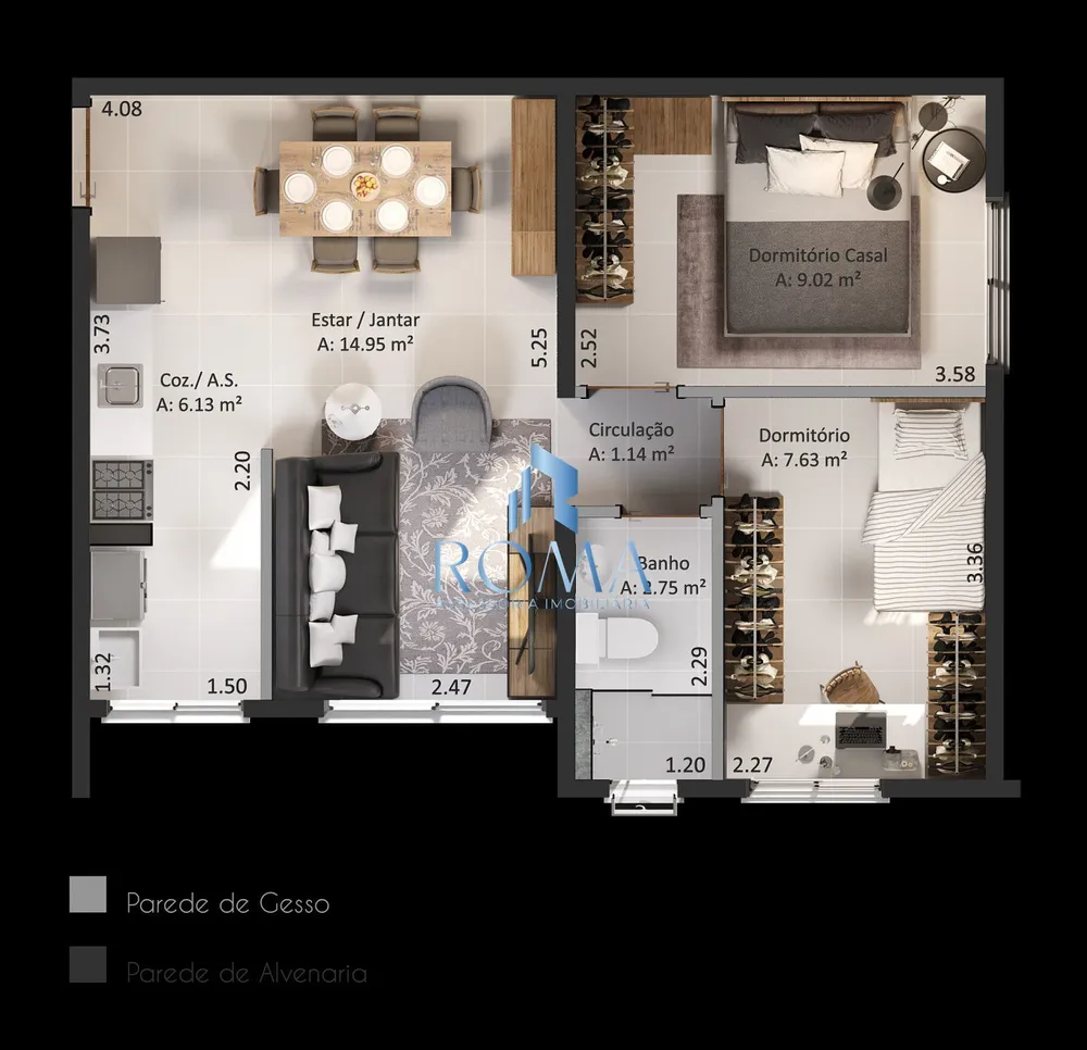 Apartamento, 2 quartos, 47 m² - Foto 3