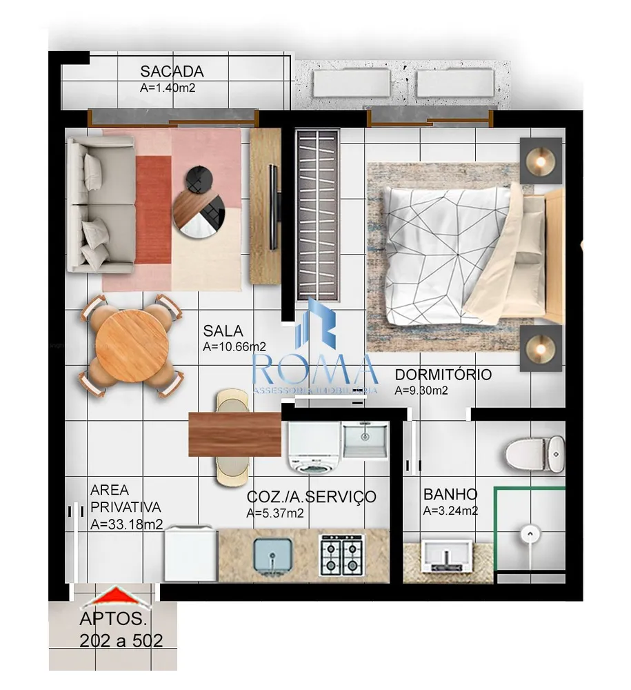 Apartamento, 1 quarto, 33 m² - Foto 2