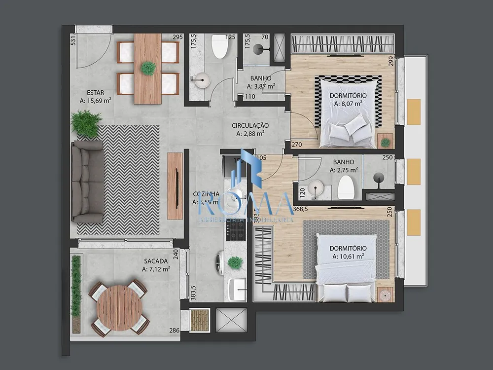 Apartamento, 2 quartos, 66 m² - Foto 2