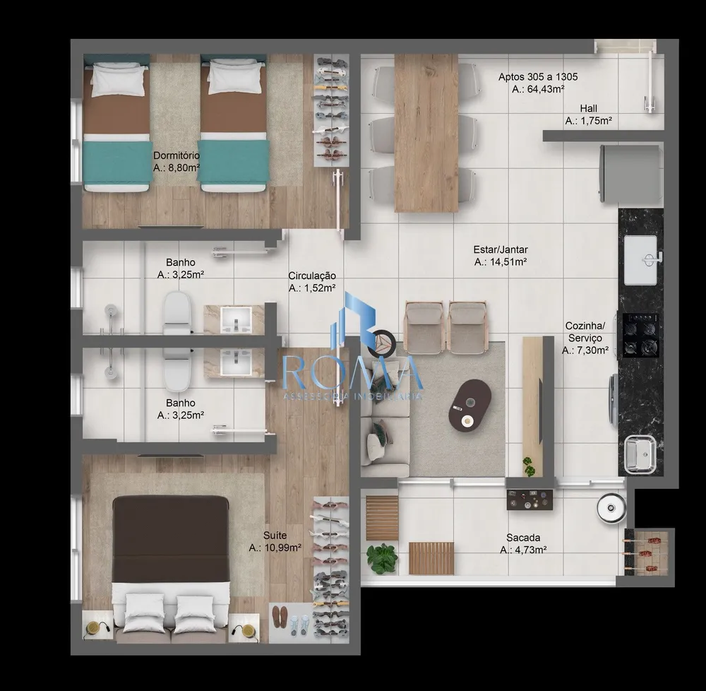 Apartamento, 2 quartos, 64 m² - Foto 10