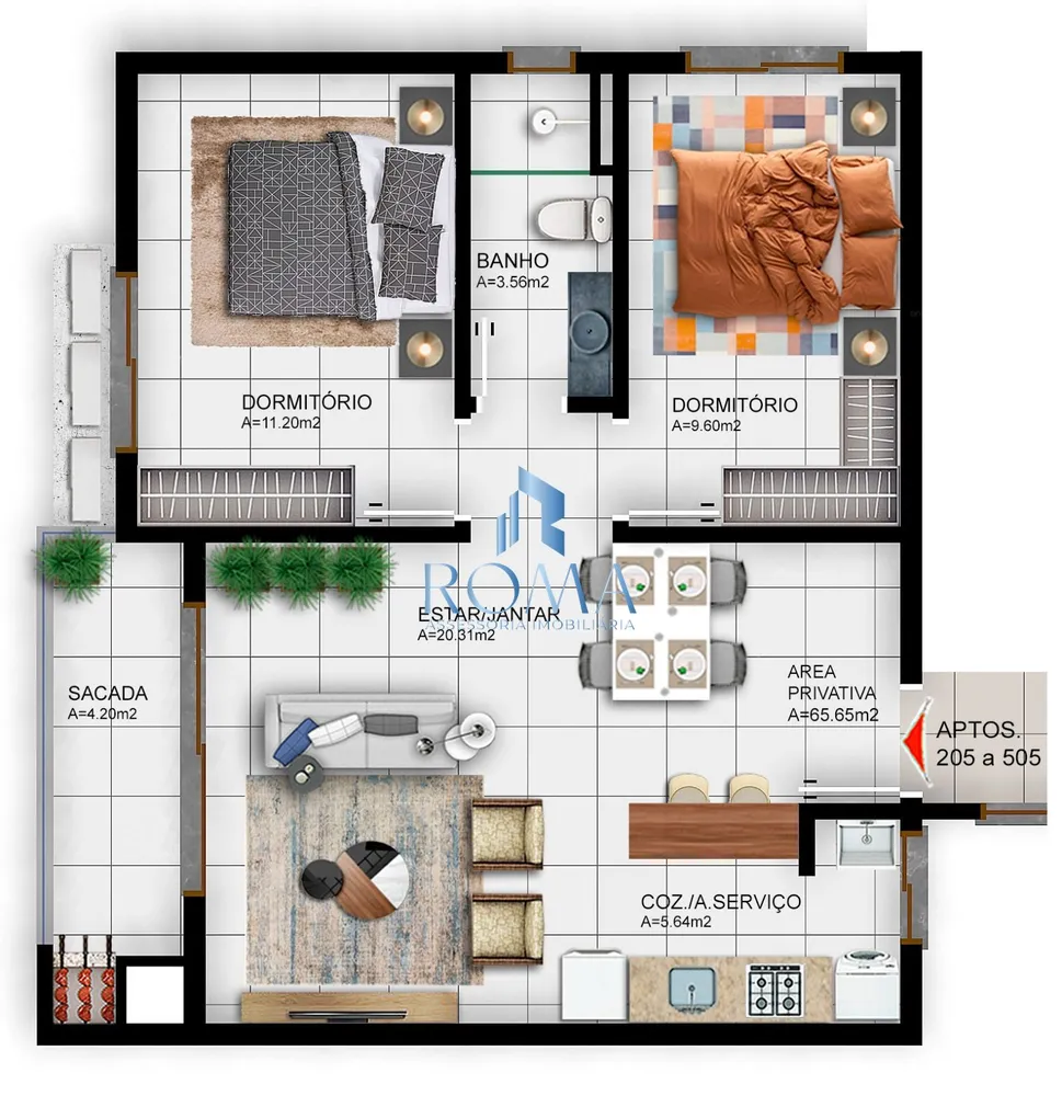 Apartamento, 2 quartos, 65 m² - Foto 1