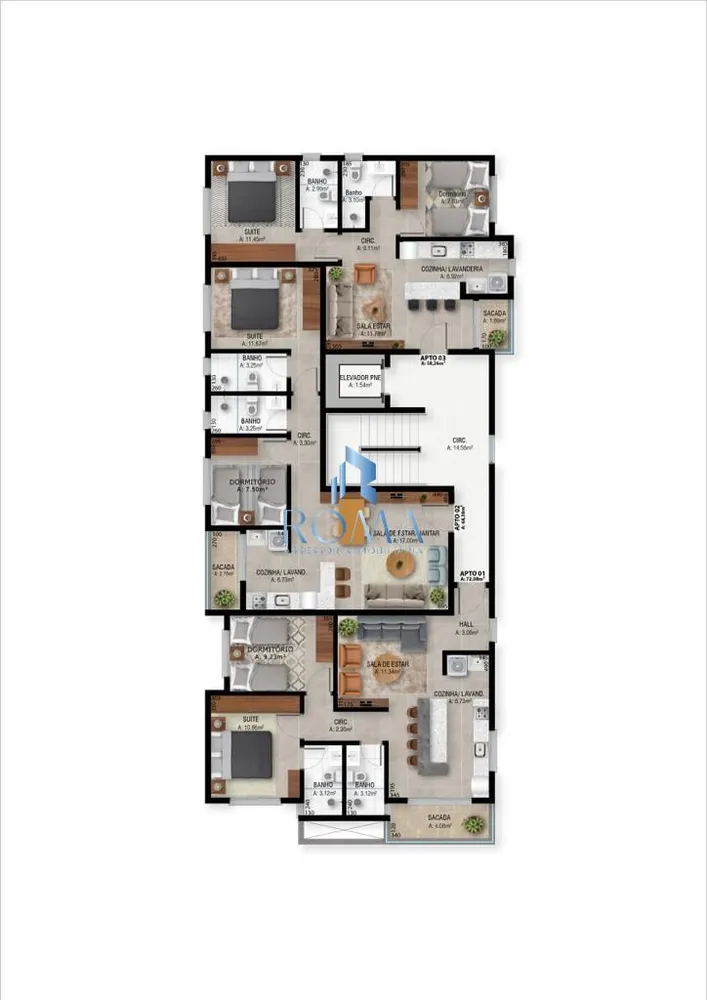 Apartamento, 2 quartos, 72 m² - Foto 2