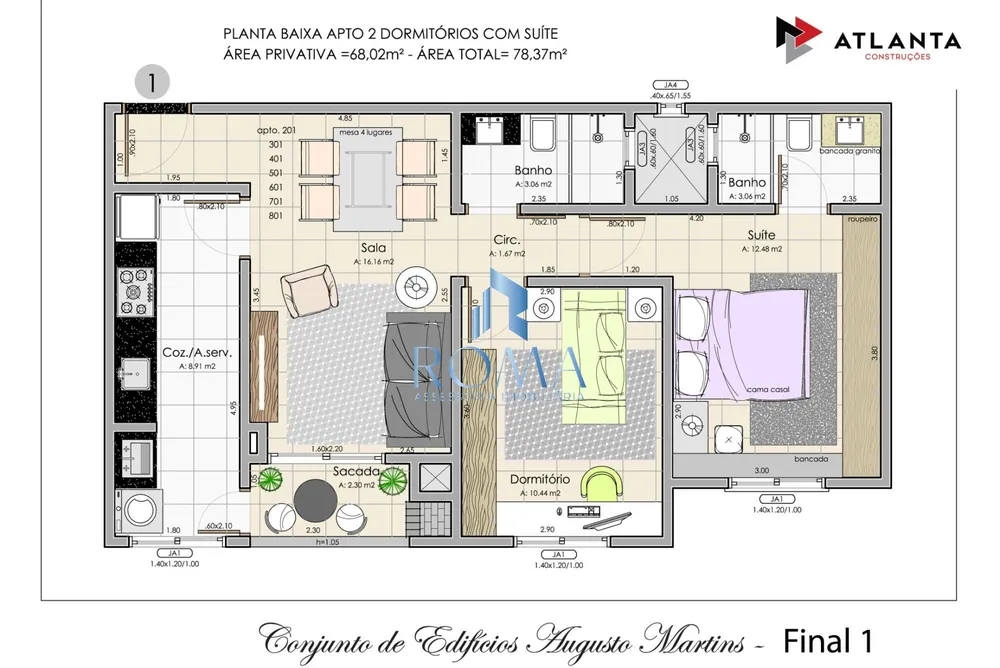 Apartamento, 2 quartos, 68 m² - Foto 1