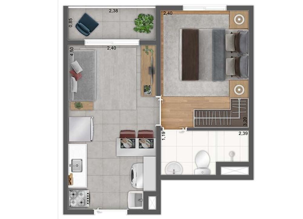 Apartamento, 1 quarto, 33 m² - Foto 2