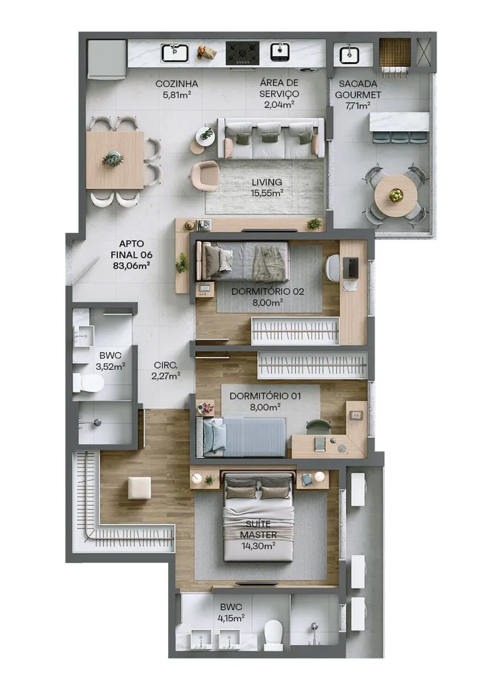 Apartamento, 3 quartos, 83 m² - Foto 11