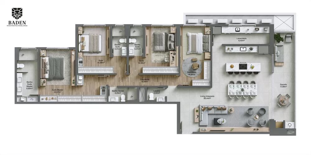 Apartamento, 3 quartos, 196 m² - Foto 1