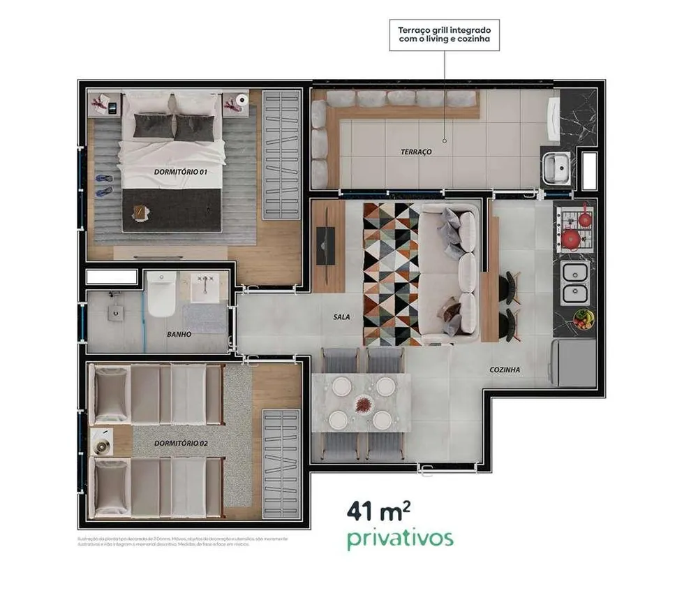 Apartamento, 2 quartos, 41 m² - Foto 2