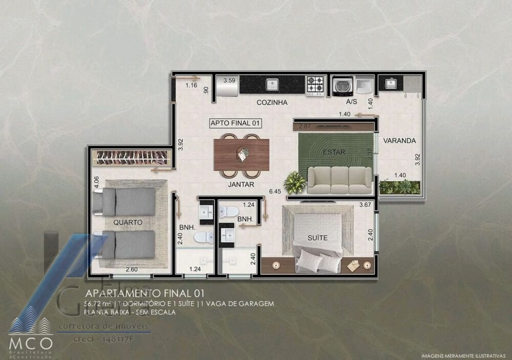 Apartamento à venda com 2 quartos, 63m² - Foto 10