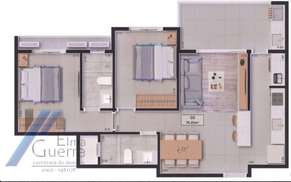 Apartamento, 2 quartos, 73 m² - Foto 2